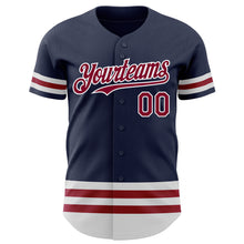 Laden Sie das Bild in den Galerie-Viewer, Custom Navy Maroon-White Line Authentic Baseball Jersey
