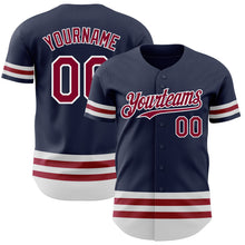 Load image into Gallery viewer, Custom Navy Maroon-White Line Authentic Baseball Jersey
