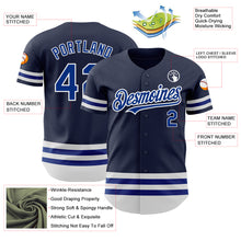 Load image into Gallery viewer, Custom Navy Royal-White Line Authentic Baseball Jersey
