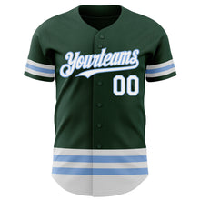 Laden Sie das Bild in den Galerie-Viewer, Custom Green White-Light Blue Line Authentic Baseball Jersey
