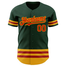 Laden Sie das Bild in den Galerie-Viewer, Custom Green Red-Gold Line Authentic Baseball Jersey
