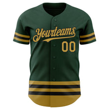 Laden Sie das Bild in den Galerie-Viewer, Custom Green Old Gold-Black Line Authentic Baseball Jersey
