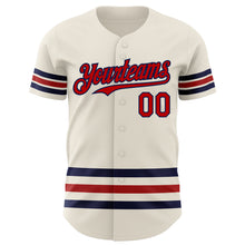 Загрузить изображение в средство просмотра галереи, Custom Cream Red-Navy Line Authentic Baseball Jersey
