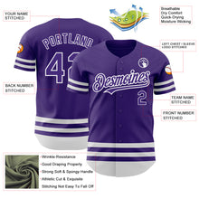 Laden Sie das Bild in den Galerie-Viewer, Custom Purple White Line Authentic Baseball Jersey
