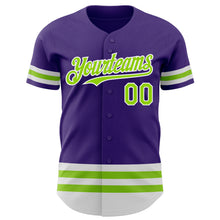 Загрузить изображение в средство просмотра галереи, Custom Purple Neon Green-White Line Authentic Baseball Jersey
