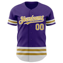 Laden Sie das Bild in den Galerie-Viewer, Custom Purple Old Gold-White Line Authentic Baseball Jersey
