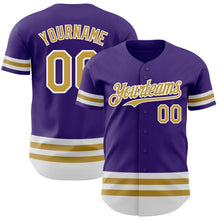 Laden Sie das Bild in den Galerie-Viewer, Custom Purple Old Gold-White Line Authentic Baseball Jersey
