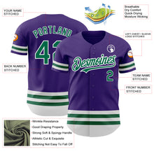Laden Sie das Bild in den Galerie-Viewer, Custom Purple Kelly Green-White Line Authentic Baseball Jersey
