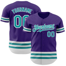 Laden Sie das Bild in den Galerie-Viewer, Custom Purple Teal-White Line Authentic Baseball Jersey
