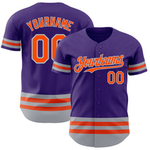 Laden Sie das Bild in den Galerie-Viewer, Custom Purple Orange-Gray Line Authentic Baseball Jersey

