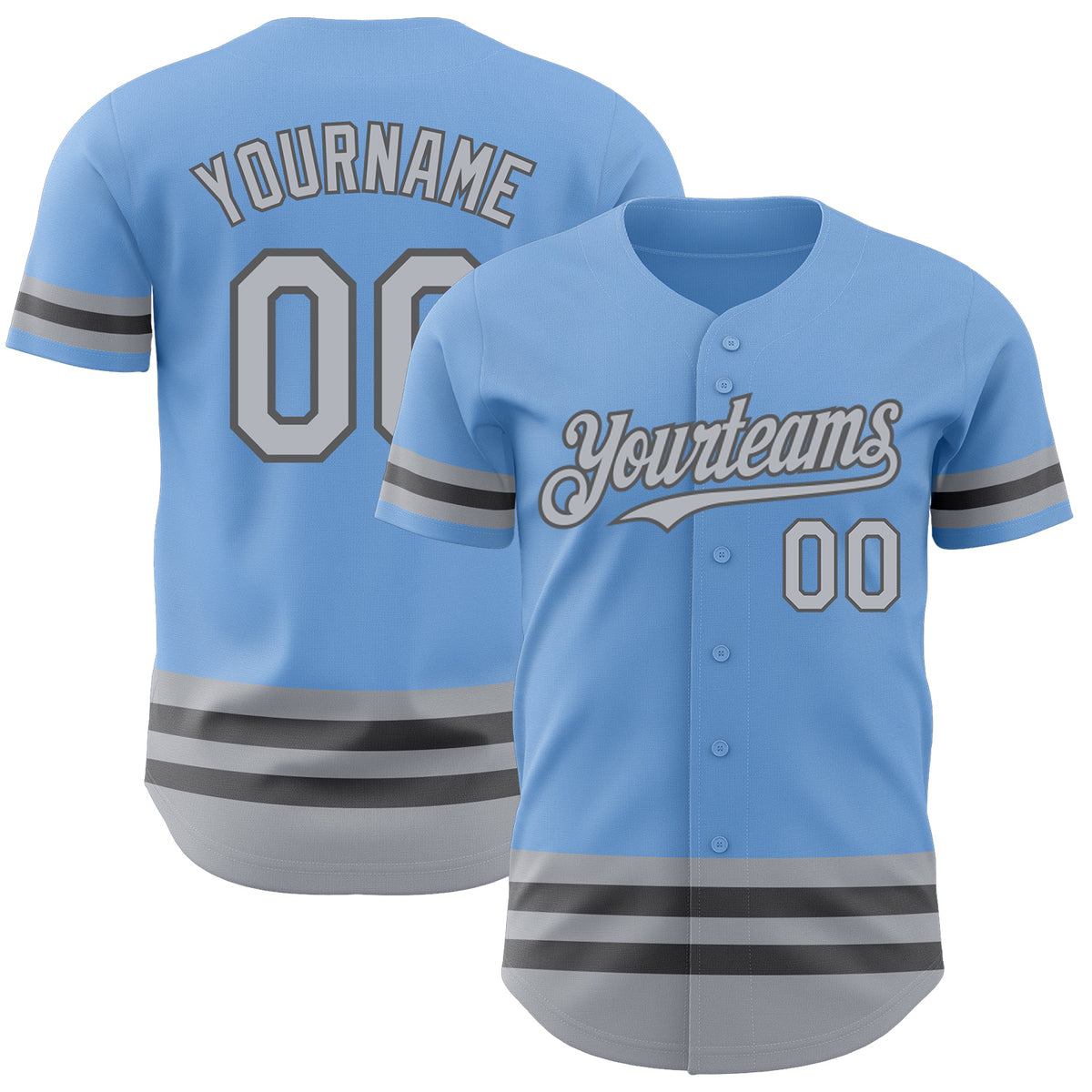 2024 Cheap Custom Light Blue Gray-Steel Gray Stripes Authentic Baseball ...