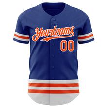 Laden Sie das Bild in den Galerie-Viewer, Custom Royal Orange-White Line Authentic Baseball Jersey
