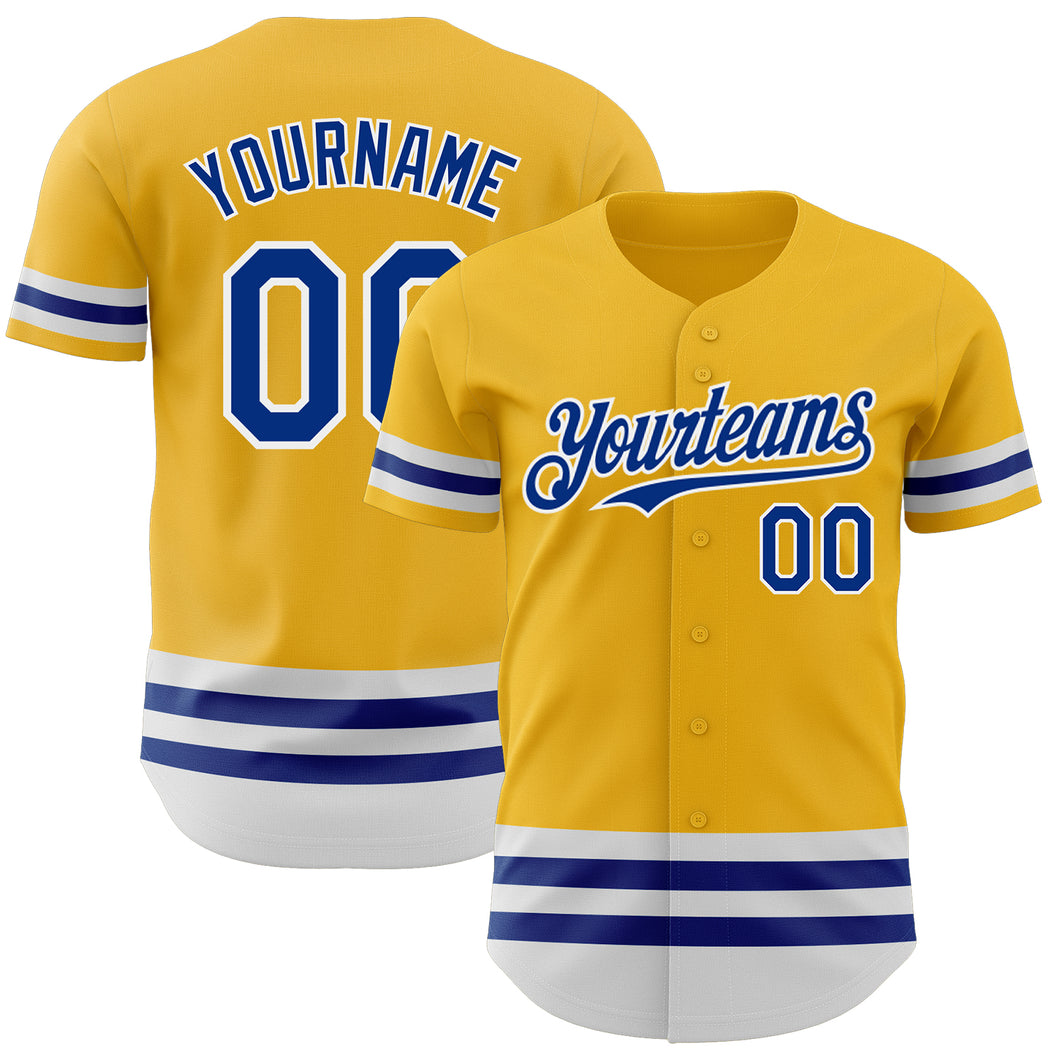 Custom Gold Royal-White Line Authentic Baseball Jersey