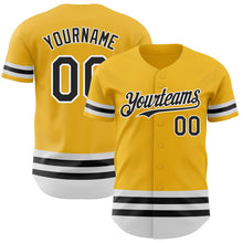 Laden Sie das Bild in den Galerie-Viewer, Custom Gold Black-White Line Authentic Baseball Jersey
