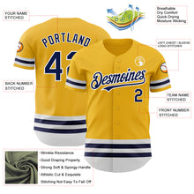 Laden Sie das Bild in den Galerie-Viewer, Custom Gold Navy-White Line Authentic Baseball Jersey
