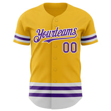 Load image into Gallery viewer, Custom Gold Purple-White Line Authentic Baseball Jersey
