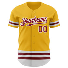 Load image into Gallery viewer, Custom Gold Crimson-White Line Authentic Baseball Jersey
