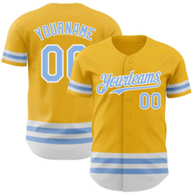 Загрузить изображение в средство просмотра галереи, Custom Gold Light Blue-White Line Authentic Baseball Jersey
