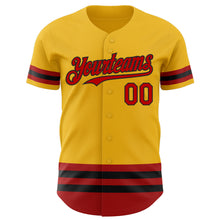 Charger l&#39;image dans la galerie, Custom Gold Red-Black Line Authentic Baseball Jersey
