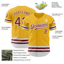 Загрузить изображение в средство просмотра галереи, Custom Gold Burgundy-White Line Authentic Baseball Jersey
