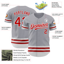 Load image into Gallery viewer, Custom Gray Red-White Line Authentic Baseball Jersey
