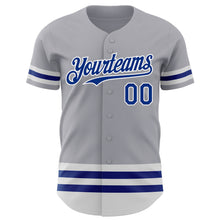 Laden Sie das Bild in den Galerie-Viewer, Custom Gray Royal-White Line Authentic Baseball Jersey
