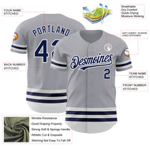 Load image into Gallery viewer, Custom Gray Navy-White Line Authentic Baseball Jersey
