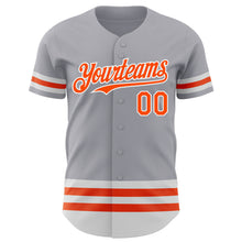 Load image into Gallery viewer, Custom Gray Orange-White Line Authentic Baseball Jersey
