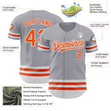 Load image into Gallery viewer, Custom Gray Orange-White Line Authentic Baseball Jersey
