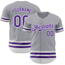 Charger l&#39;image dans la galerie, Custom Gray Purple-White Line Authentic Baseball Jersey
