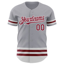 Laden Sie das Bild in den Galerie-Viewer, Custom Gray Crimson-White Line Authentic Baseball Jersey
