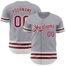 Загрузить изображение в средство просмотра галереи, Custom Gray Crimson-White Line Authentic Baseball Jersey
