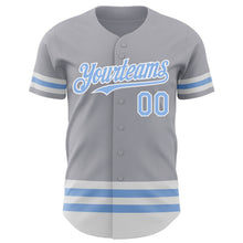 Charger l&#39;image dans la galerie, Custom Gray Light Blue-White Line Authentic Baseball Jersey
