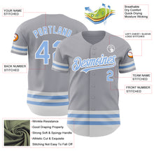 Laden Sie das Bild in den Galerie-Viewer, Custom Gray Light Blue-White Line Authentic Baseball Jersey
