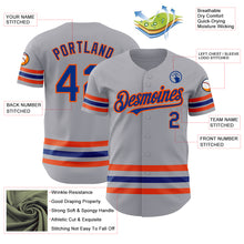 Load image into Gallery viewer, Custom Gray Royal-Orange Line Authentic Baseball Jersey
