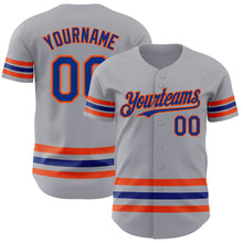 Загрузить изображение в средство просмотра галереи, Custom Gray Royal-Orange Line Authentic Baseball Jersey
