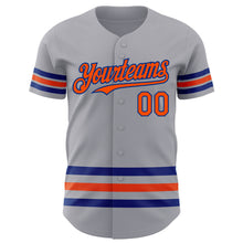 Laden Sie das Bild in den Galerie-Viewer, Custom Gray Orange-Royal Line Authentic Baseball Jersey
