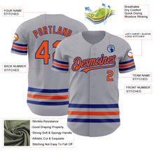 Загрузить изображение в средство просмотра галереи, Custom Gray Orange-Royal Line Authentic Baseball Jersey
