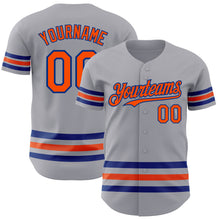 Загрузить изображение в средство просмотра галереи, Custom Gray Orange-Royal Line Authentic Baseball Jersey
