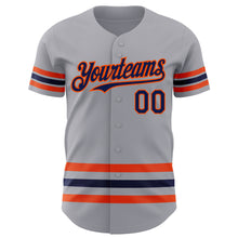 Загрузить изображение в средство просмотра галереи, Custom Gray Navy-Orange Line Authentic Baseball Jersey
