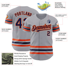 Laden Sie das Bild in den Galerie-Viewer, Custom Gray Navy-Orange Line Authentic Baseball Jersey
