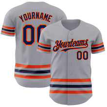 Laden Sie das Bild in den Galerie-Viewer, Custom Gray Navy-Orange Line Authentic Baseball Jersey
