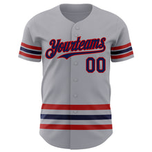 Загрузить изображение в средство просмотра галереи, Custom Gray Navy-Red Line Authentic Baseball Jersey
