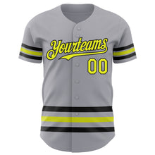 Загрузить изображение в средство просмотра галереи, Custom Gray Neon Yellow-Black Line Authentic Baseball Jersey
