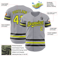 Загрузить изображение в средство просмотра галереи, Custom Gray Neon Yellow-Black Line Authentic Baseball Jersey
