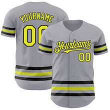 Загрузить изображение в средство просмотра галереи, Custom Gray Neon Yellow-Black Line Authentic Baseball Jersey
