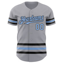 Загрузить изображение в средство просмотра галереи, Custom Gray Light Blue-Black Line Authentic Baseball Jersey
