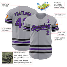 Загрузить изображение в средство просмотра галереи, Custom Gray Purple-Black Line Authentic Baseball Jersey
