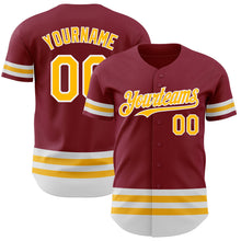 Загрузить изображение в средство просмотра галереи, Custom Crimson Gold-White Line Authentic Baseball Jersey
