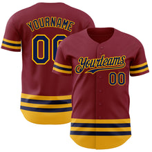 Загрузить изображение в средство просмотра галереи, Custom Crimson Navy-Gold Line Authentic Baseball Jersey
